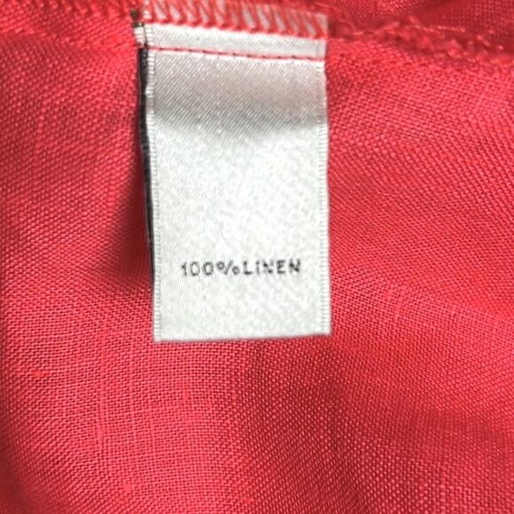 Neiman Marcus Coral Ruffle V-Neck Sleeveless 100% Linen Wrap Dress size S - Picture 11 of 13